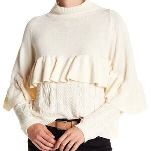 PROJECT NAADAM Mock Neck Ruffle Cable Knit Sweater
Small